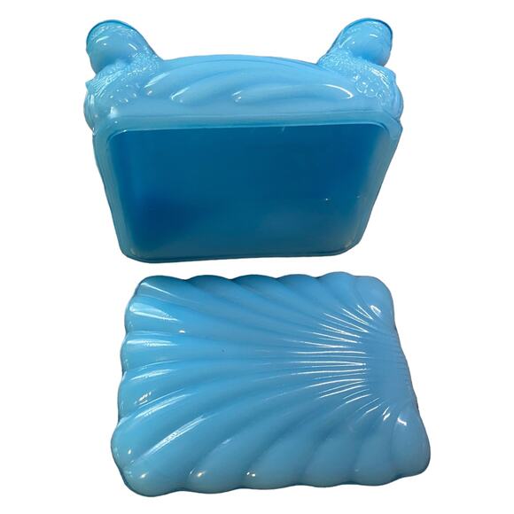 Shell Trinket Dresser Box Boyd Glass Cambridge Caprice 1993 Waterloo Blue - Picture 7 of 13